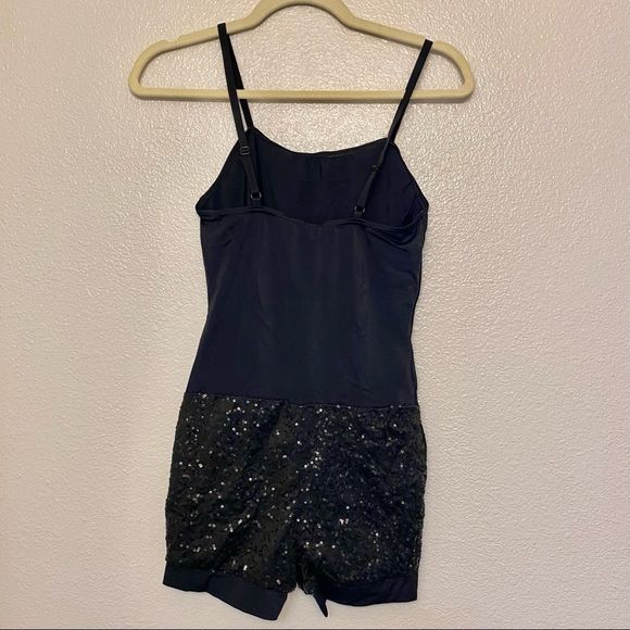 WEISSMAN Dance jazz Costume black sequin biketard CONFIDENT 10349 SA Adult -S - Picture 1 of 13